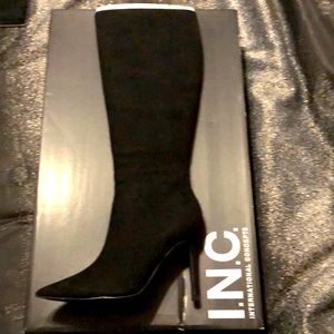 INC International Concepts Tall suede Boots w heel size 7.5.